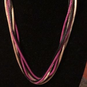 3 46” MESH CHAINS GOLD,PINK,BLACK SHOWN DOUBLED UP